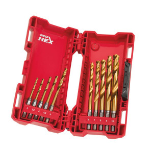 Milwaukee metalliporasetti Red Hex HSS-G 10 osaa