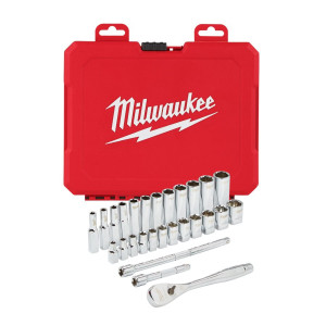 Milwaukee Hylsysarja räikällä 1/4" 28 osaa (mm)