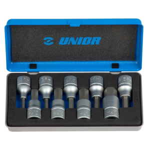 UNIOR Kuusiokolohylsysarja 1/2" kk 192/14, 5-1, 9 osaa